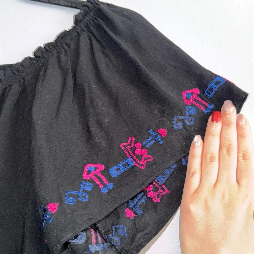 Parker Black Blouse with Pink Embroidery - Picture 6 of 7